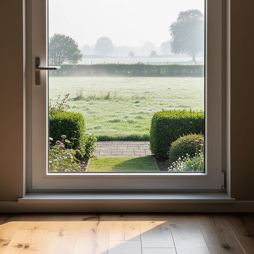 Uitzicht vanuit een woonkamer in Nijverdal door een kunststof raam op een landelijke tuin met weiland