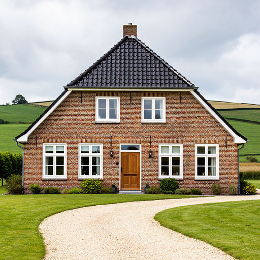 Traditionele woning bij Nijverdal met nieuwe witte kunststof kozijnen en uitzicht op de Sallandse Heuvelrug