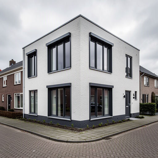 Kunststof kozijnen aan de voorgevel van een rijtjeshuis in Nijverdal