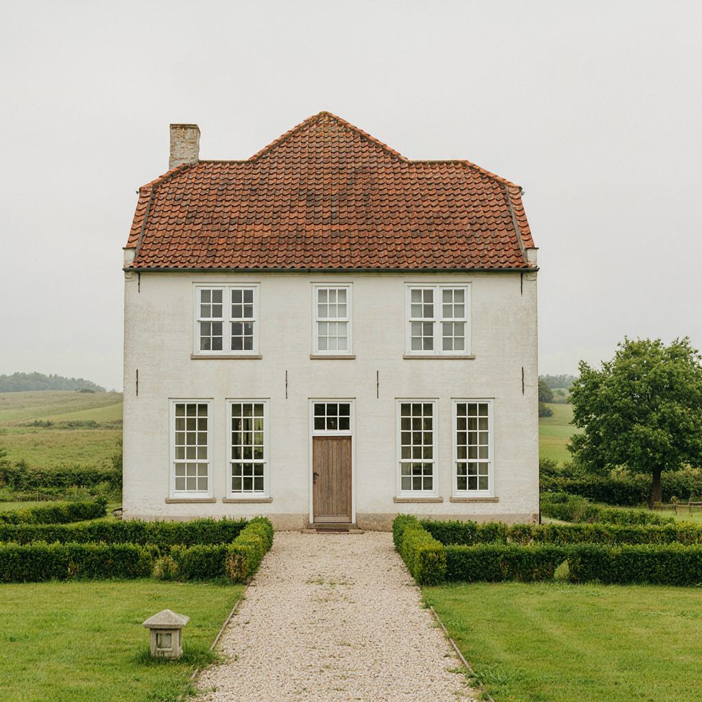 Een vrijstaande jaren dertig woning in Dalfsen met duurzame witte kunststof kozijnen en een traditionele gemetselde gevel.