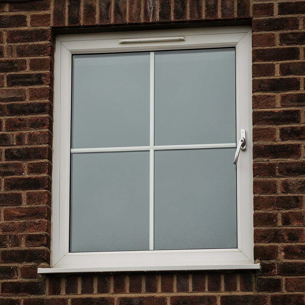 Close-up van een kunststof ventilatierooster in antraciet op een bakstenen buitenmuur