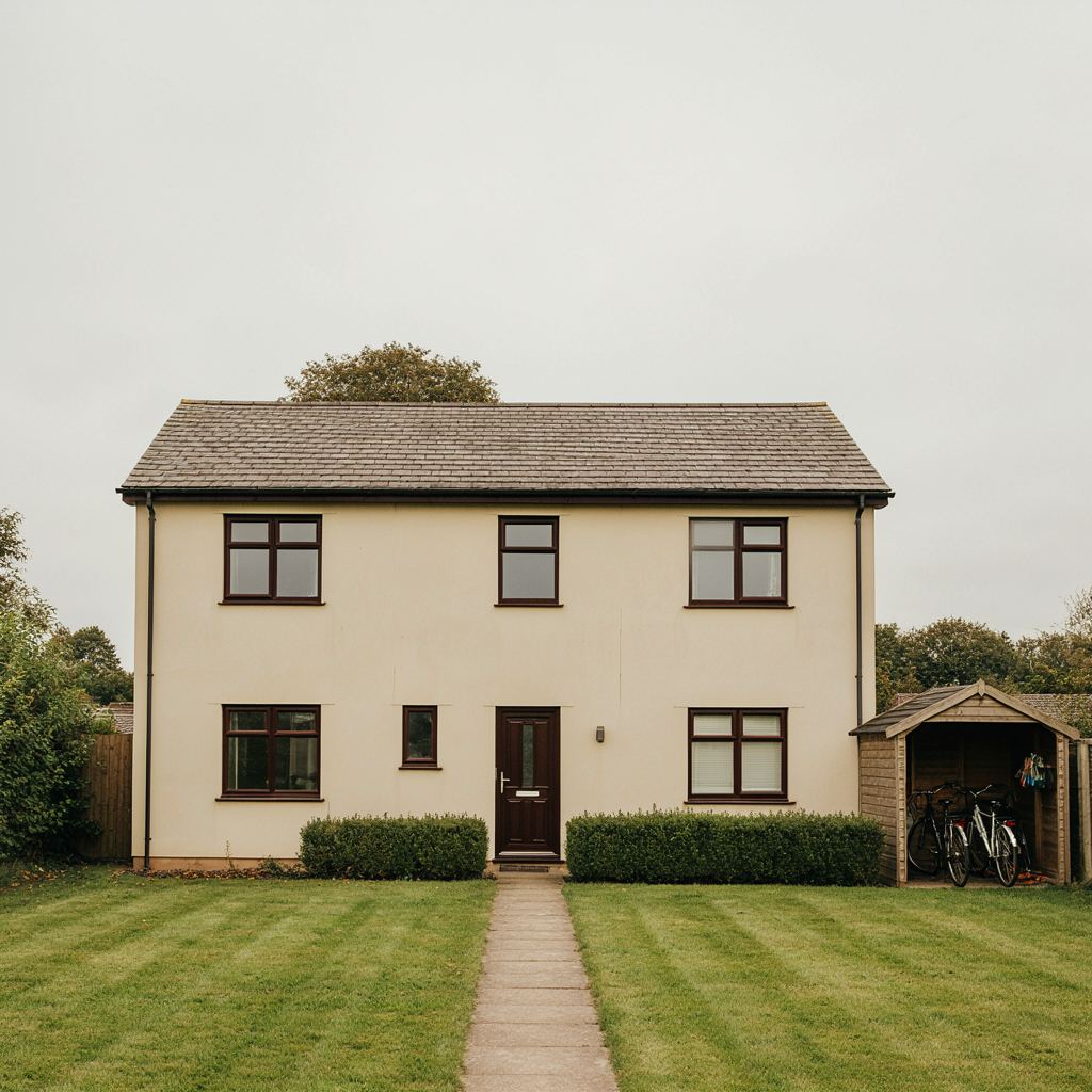 Moderne lage hoeve in het Markelose buitengebied met donkergrijze houtlook kunststof kozijnpartijen