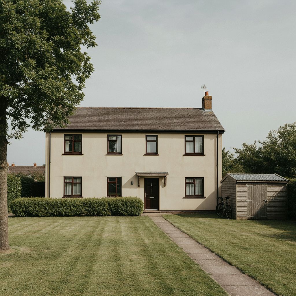 Vrijstaande landelijke woning in het buitengebied van Bathmen met donkergroene kunststof kozijnen en een rieten dak