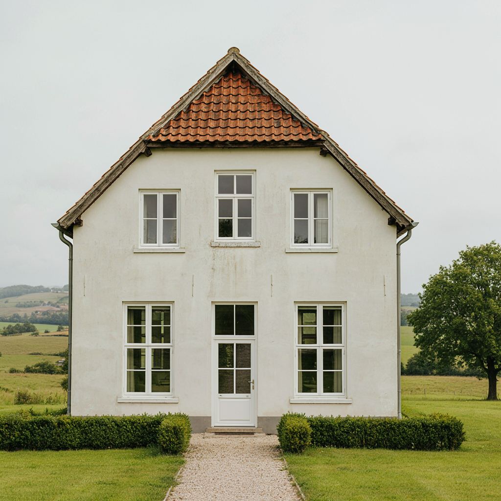 Karakteristiek Twents huis in Markelo voorzien van onderhoudsvrije witte kunststof kozijnen en uitzicht over de es
