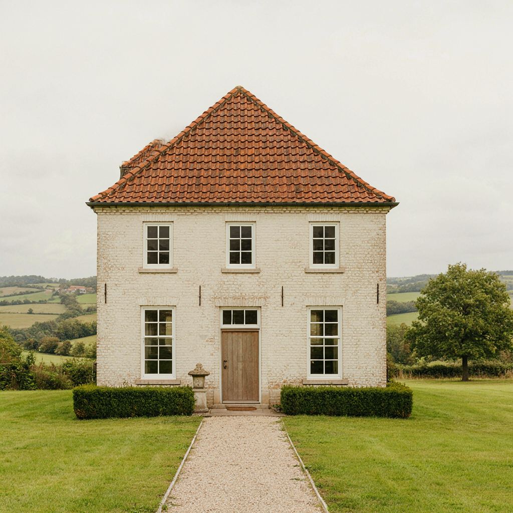 Traditionele woning bij Enter met nieuwe witte kunststof kozijnen en uitzicht op het Twentse landschap